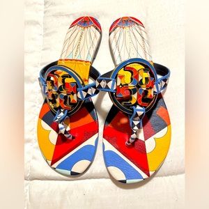 New Tory Burch enamel miller sandals Sz 7.5